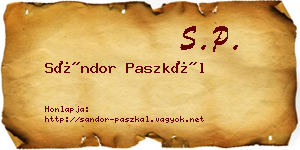 Sándor Paszkál névjegykártya