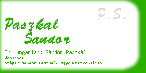paszkal sandor business card