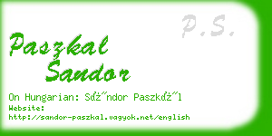 paszkal sandor business card